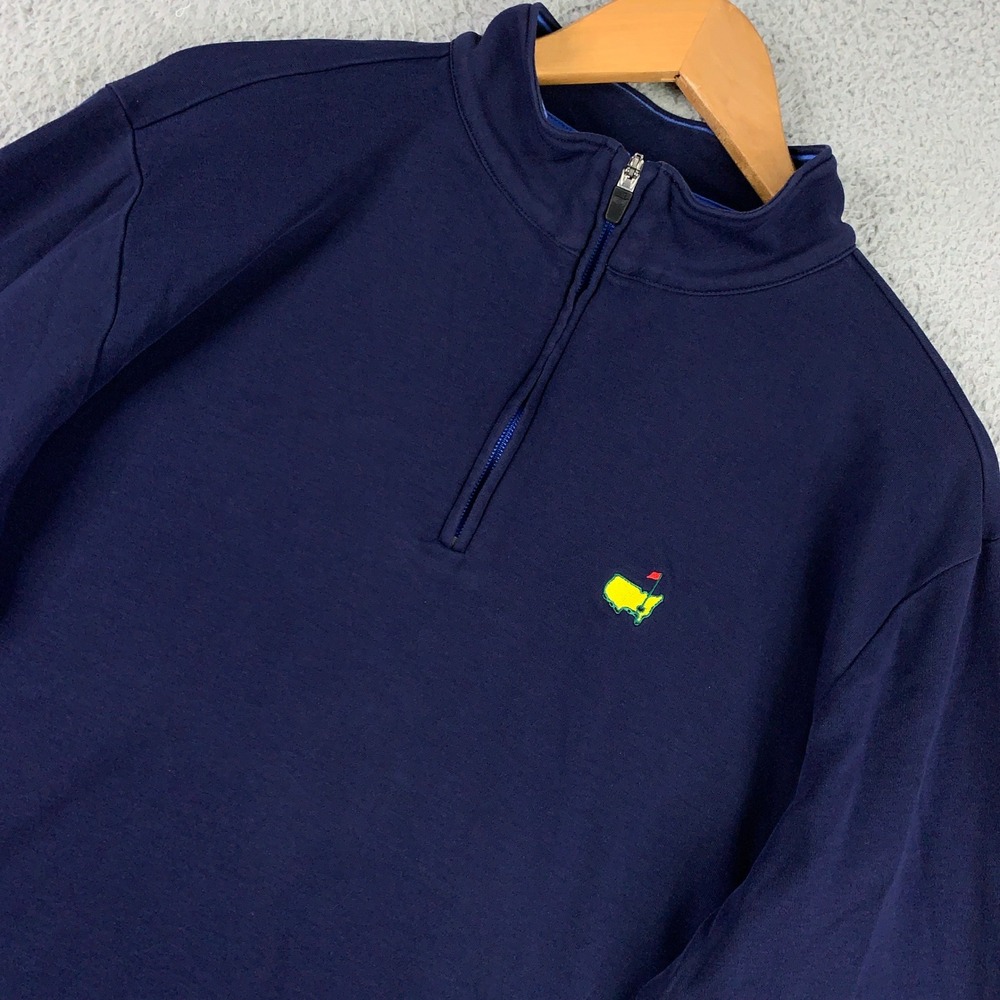 Masters Golf Collection 1/4 Zip Pullover Sweater Mens Large L Navy Luxury Cotton